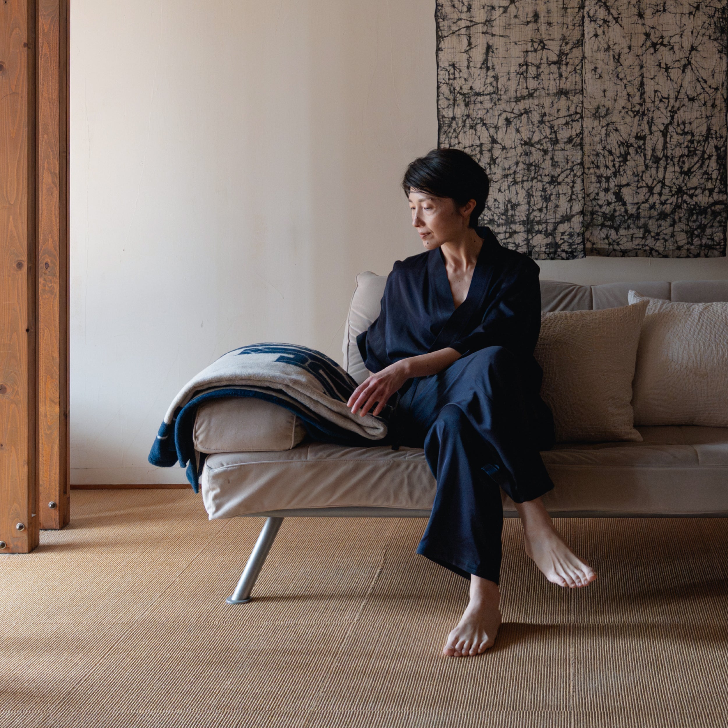 Silk Pajamas | Top - Navy
